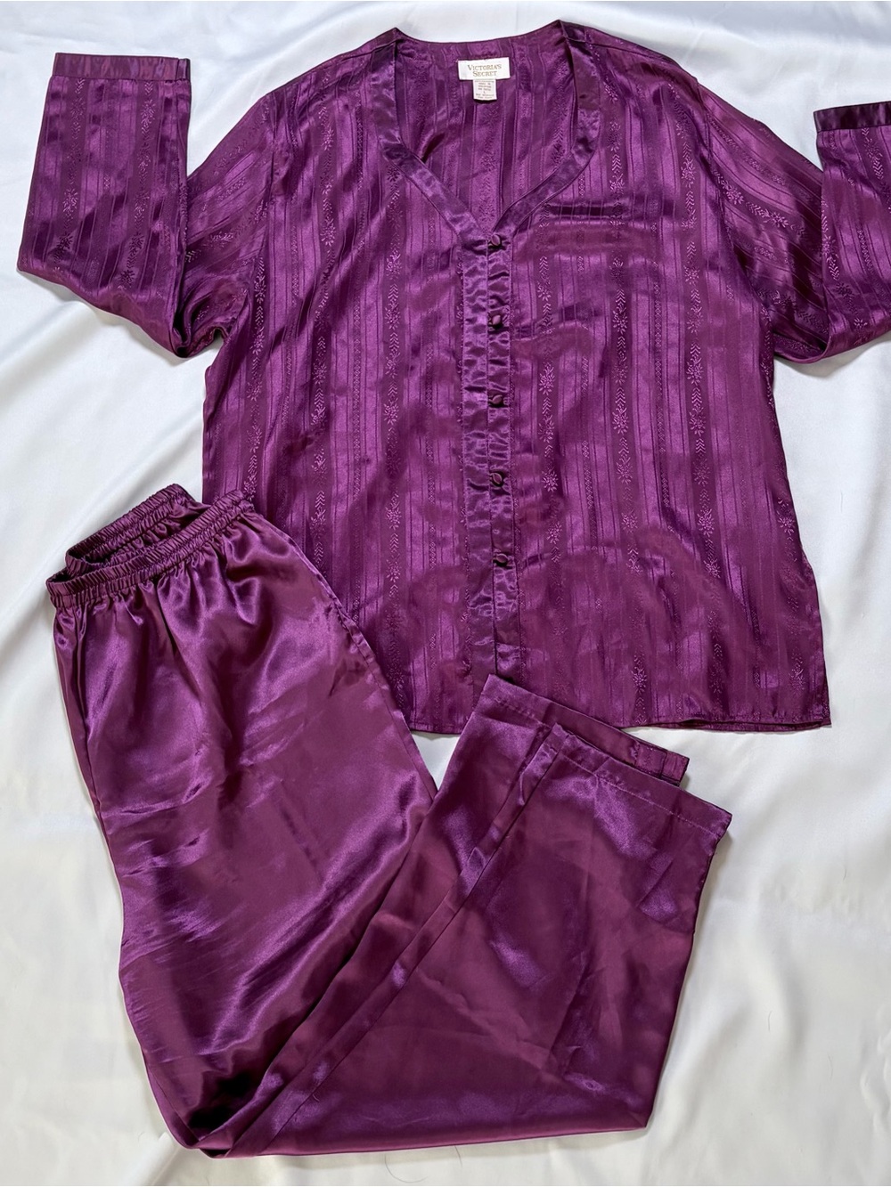 Victoria's Secret Vintage Purple Satin Pajama Set Large